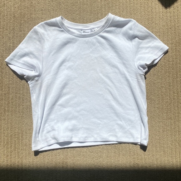 Aritzia HomeStretch Rib Crew Waist T-Shirt, L, White - Picture 1 of 8